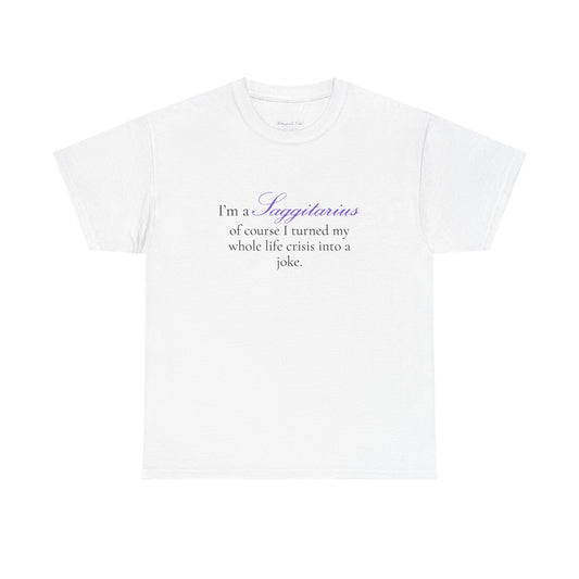 T-shirt oversize blanc Sagittaire, imprimé « I'm a Sagittarius, of course »