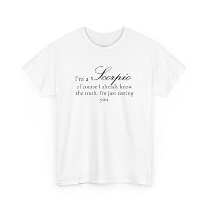 T-shirt oversize blanc Scorpion, imprimé « I'm a Scorpio, of course »