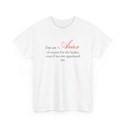 T-shirt oversize blanc Bélier, imprimé « I'm an Aries, of course »
