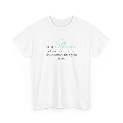 T-shirt oversize blanc Poissons, imprimé « I'm a Pisces, of course »