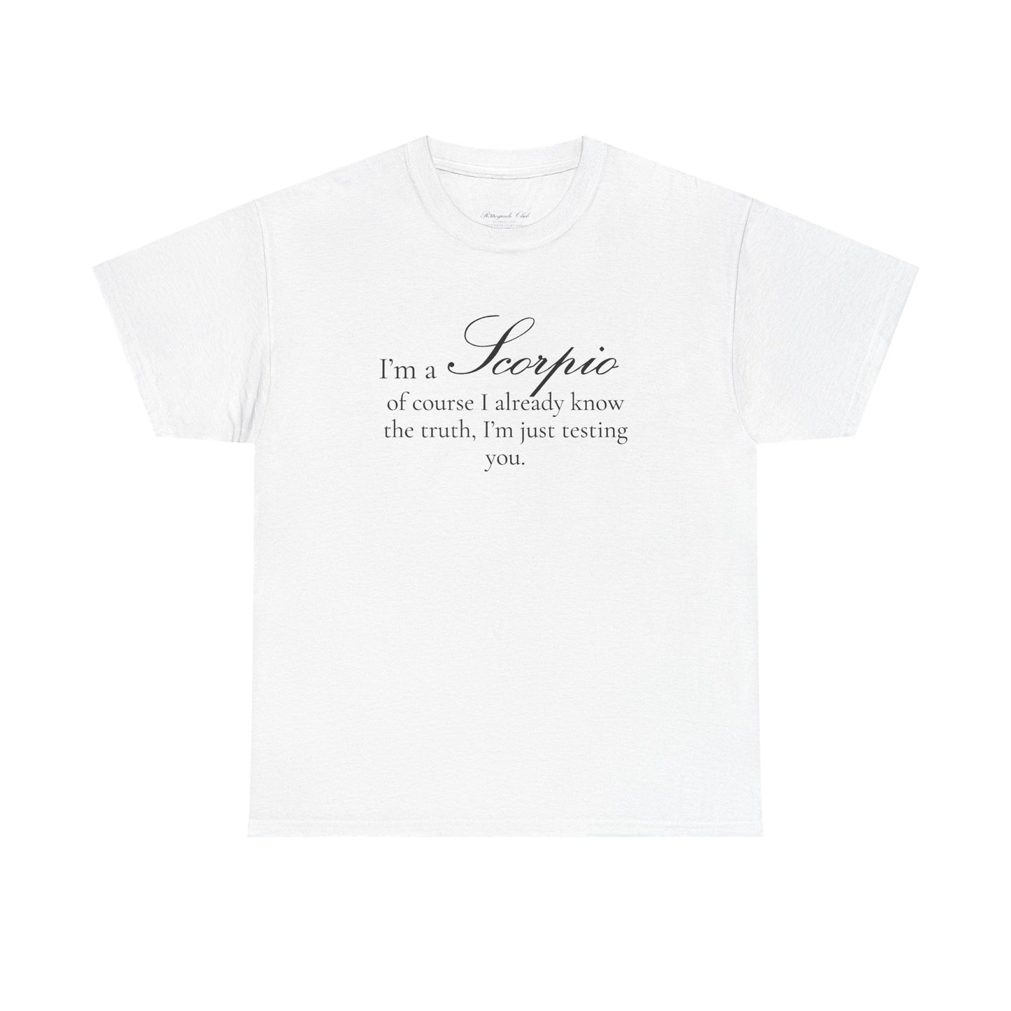 T-shirt oversize blanc Scorpion, imprimé « I'm a Scorpio, of course »