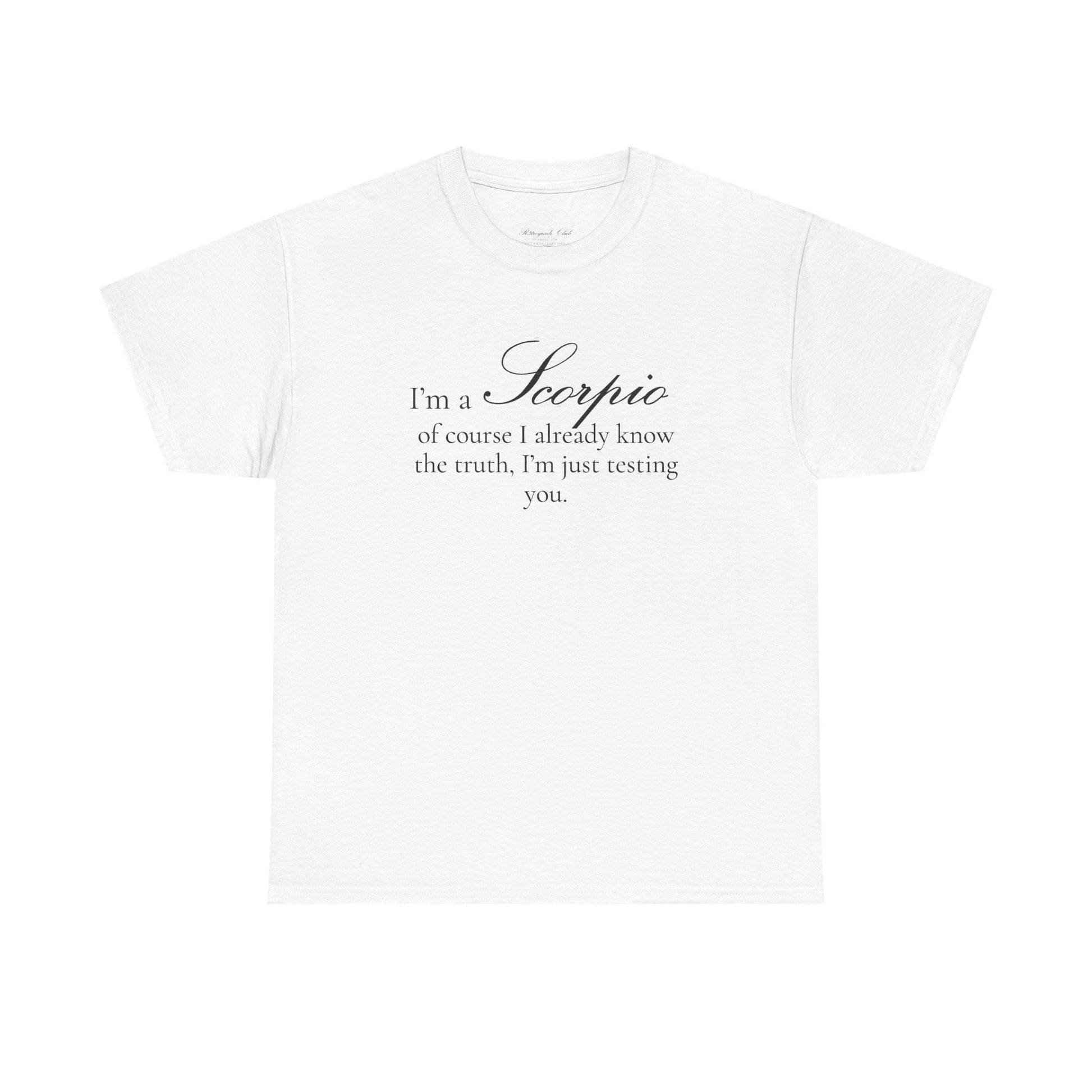T-shirt oversize blanc Scorpion, imprimé « I'm a Scorpio, of course »