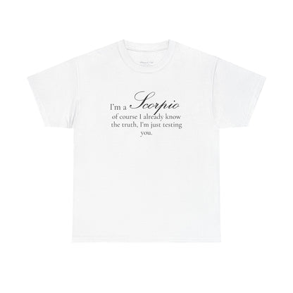 T-shirt oversize blanc Scorpion, imprimé « I'm a Scorpio, of course »