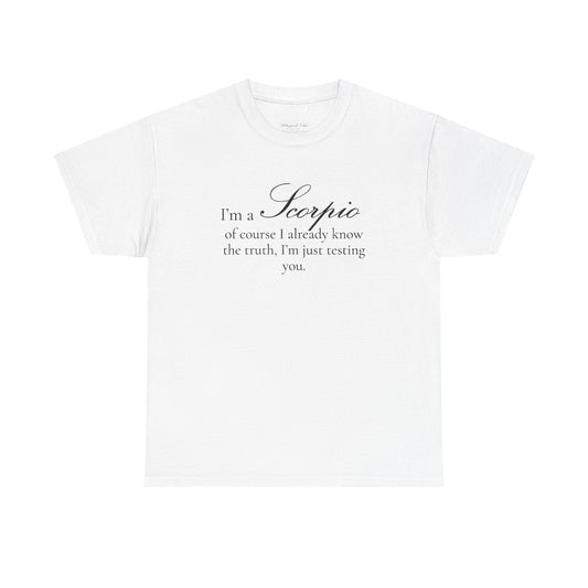 T-shirt oversize blanc Scorpion, imprimé « I'm a Scorpio, of course »