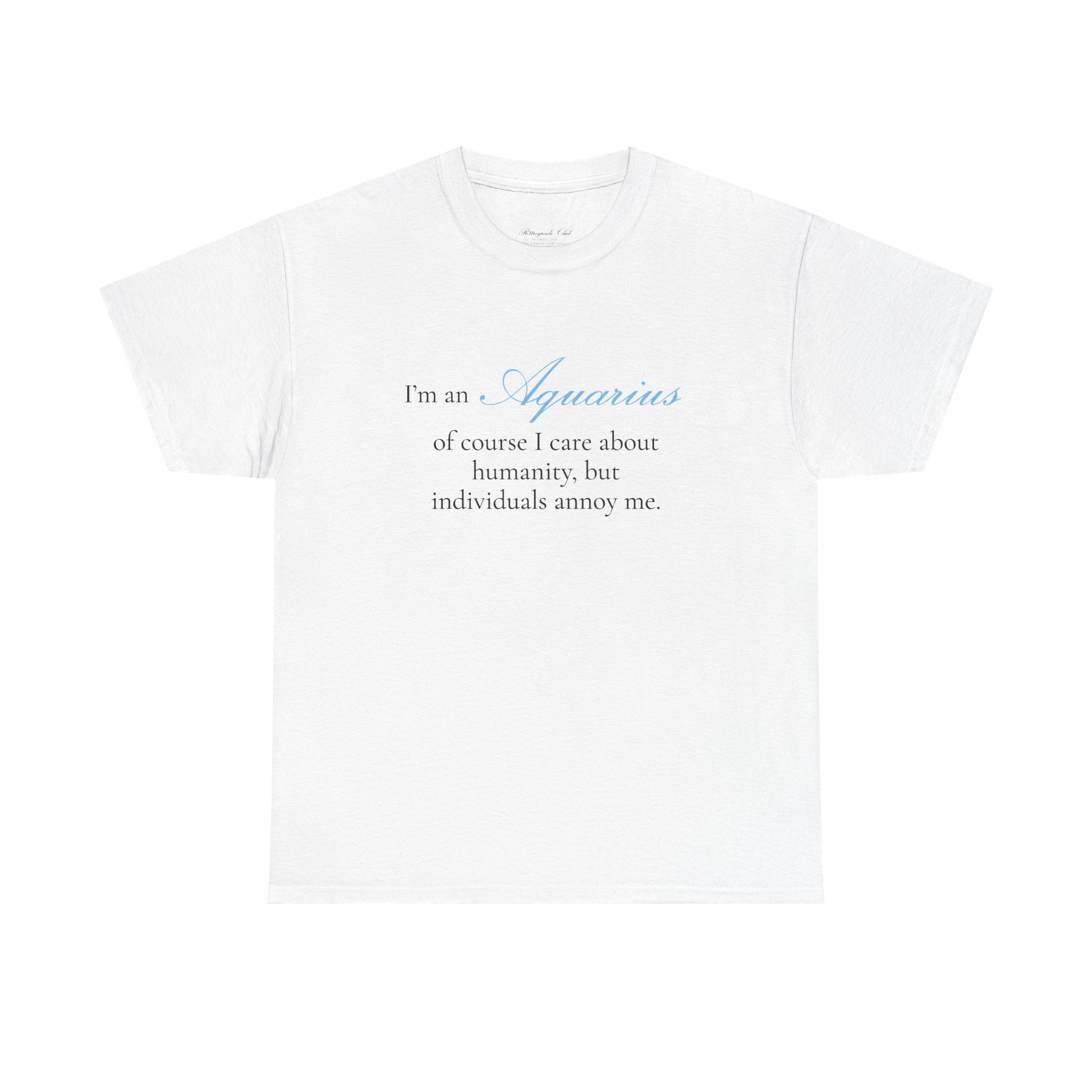 T-shirt oversize blanc Verseau, imprimé « I'm an Aquarius, of course »
