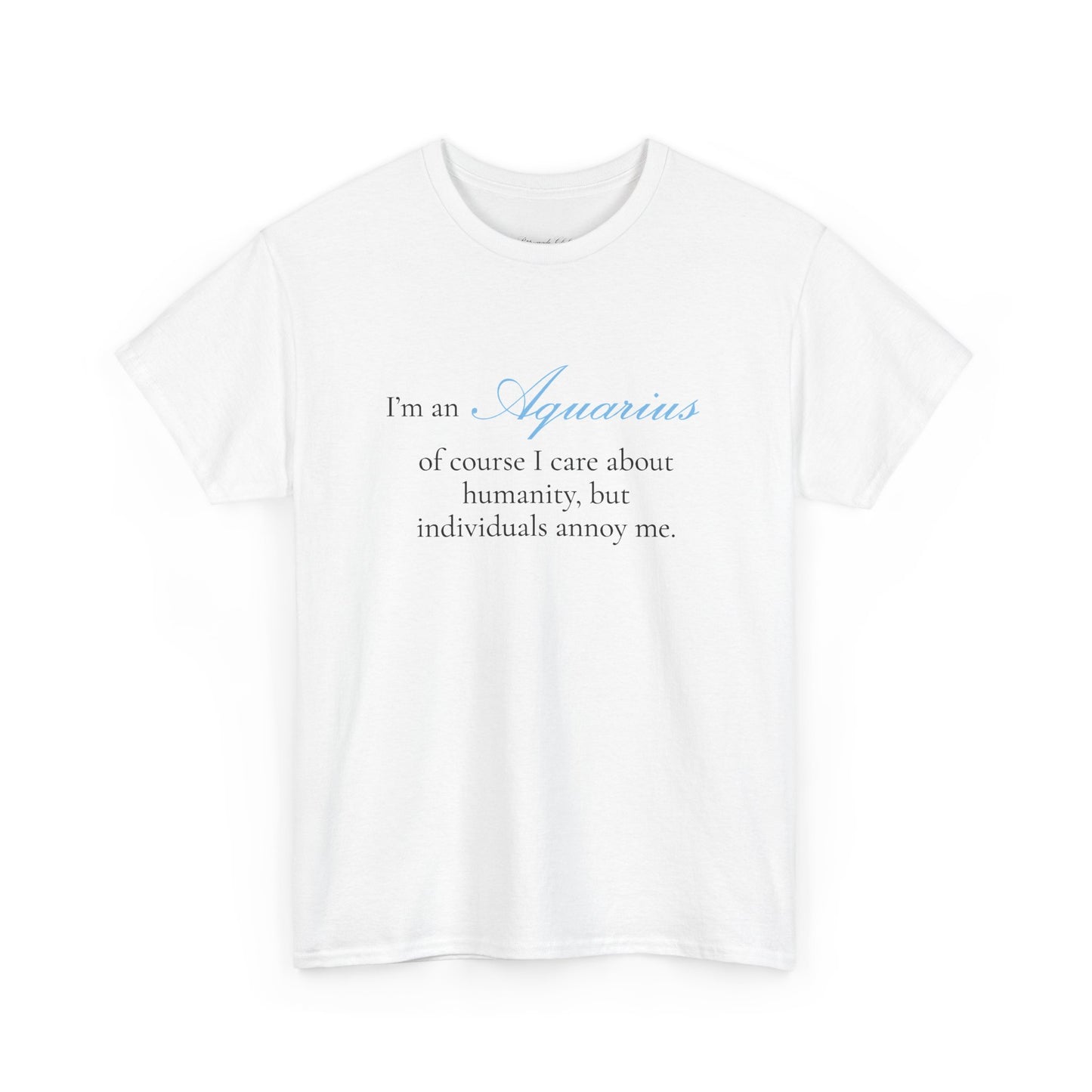 T-shirt oversize blanc Verseau, imprimé « I'm an Aquarius, of course »