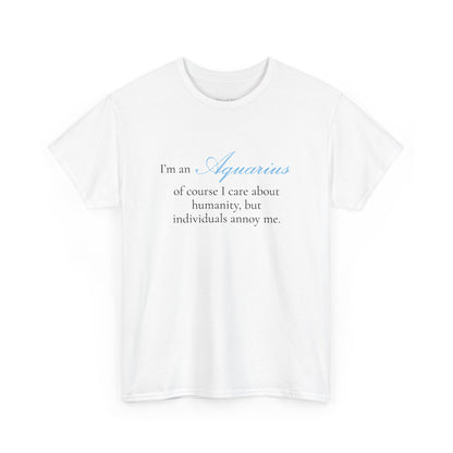 T-shirt oversize blanc Verseau, imprimé « I'm an Aquarius, of course »