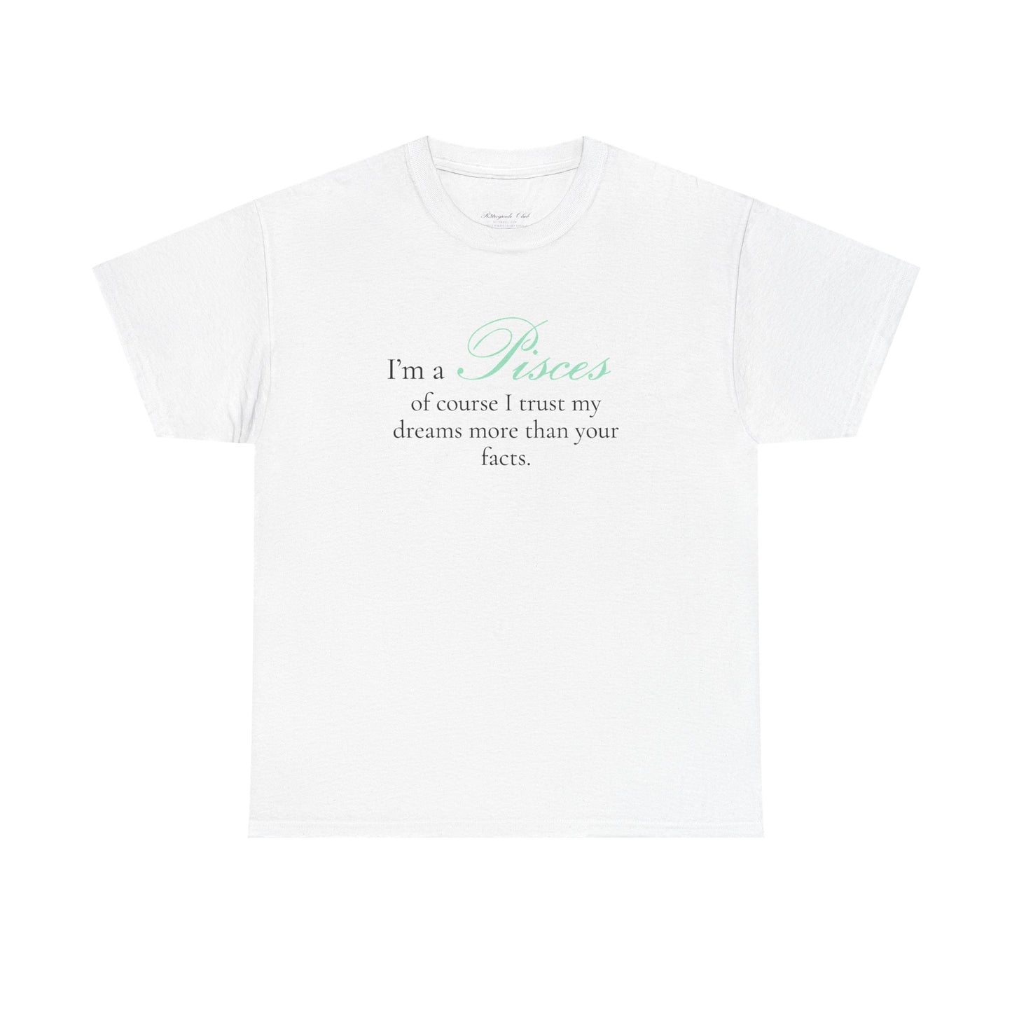 T-shirt oversize blanc Poissons, imprimé « I'm a Pisces, of course »