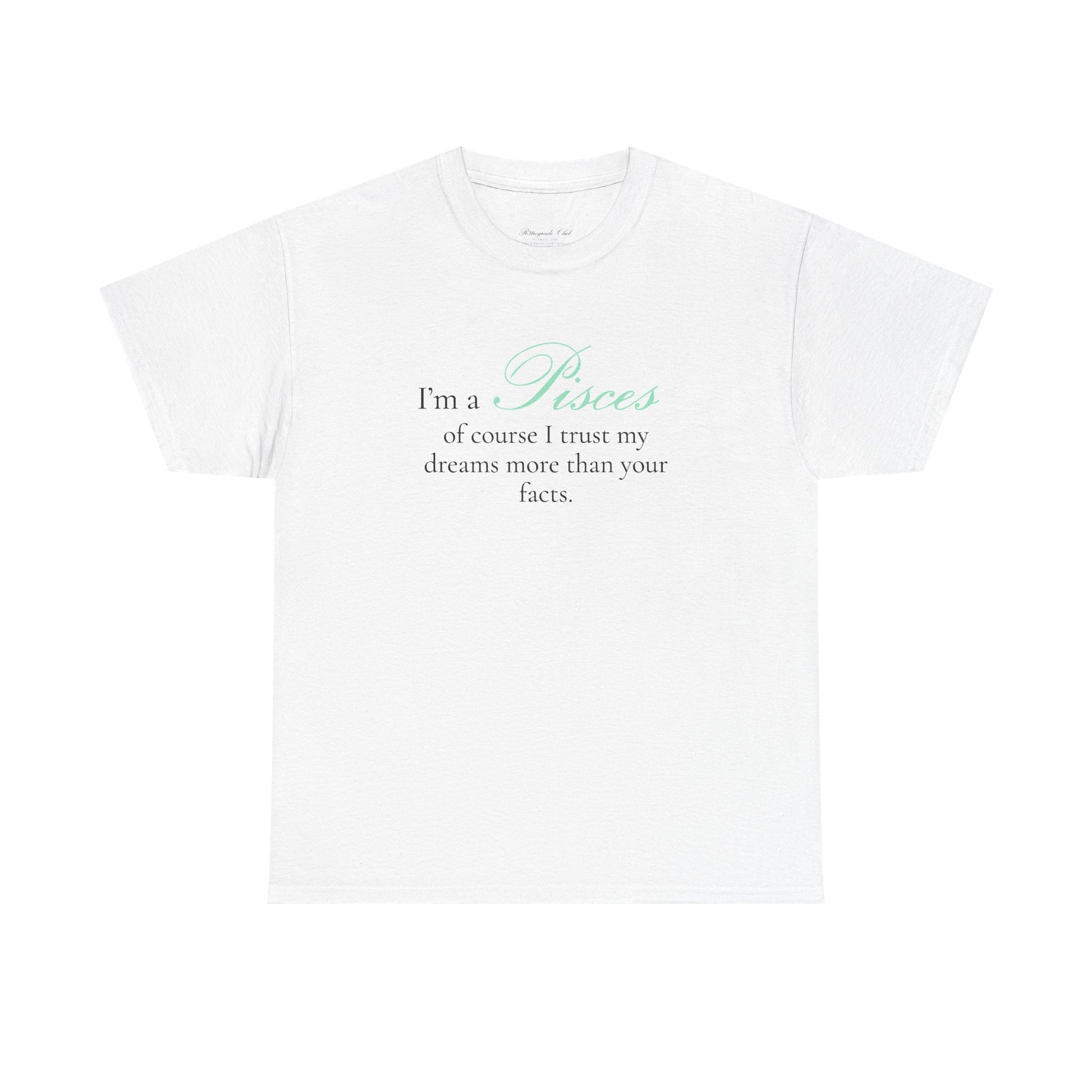 T-shirt oversize blanc Poissons, imprimé « I'm a Pisces, of course »