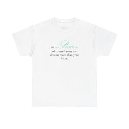T-shirt oversize blanc Poissons, imprimé « I'm a Pisces, of course »
