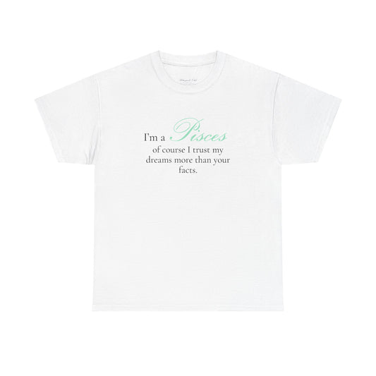 T-shirt oversize blanc Poissons, imprimé « I'm a Pisces, of course »