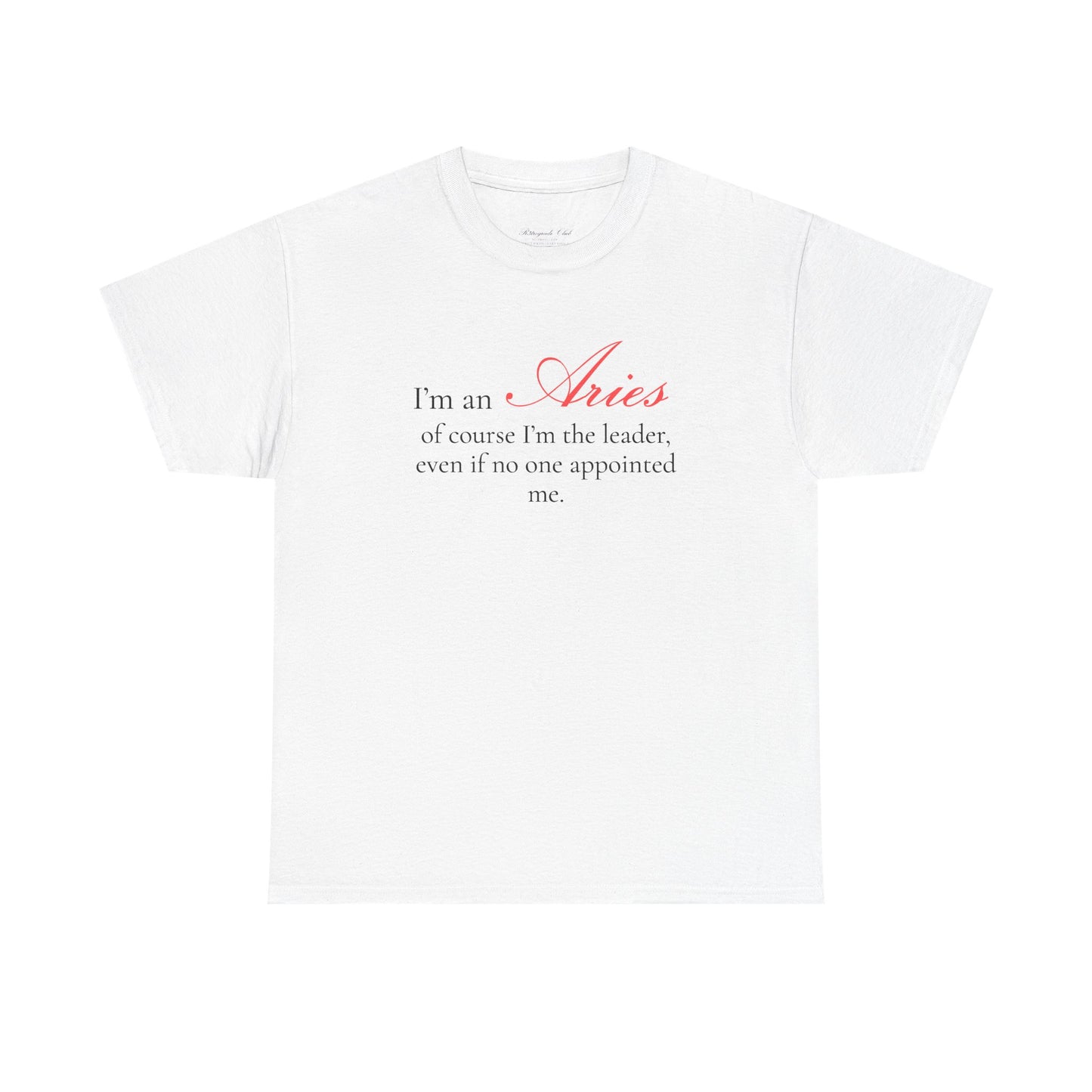 T-shirt oversize blanc Bélier, imprimé « I'm an Aries, of course »