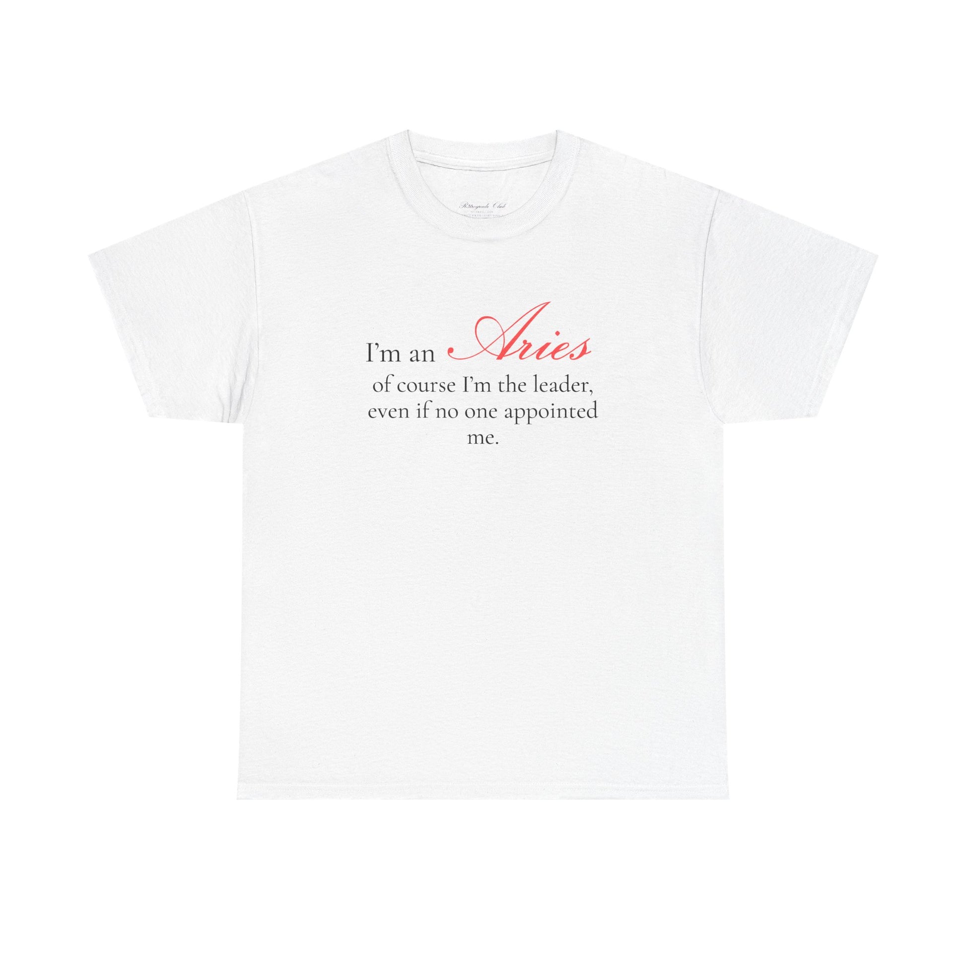 T-shirt oversize blanc Bélier, imprimé « I'm an Aries, of course »