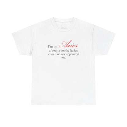 T-shirt oversize blanc Bélier, imprimé « I'm an Aries, of course »