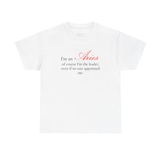 T-shirt oversize blanc Bélier, imprimé « I'm an Aries, of course »