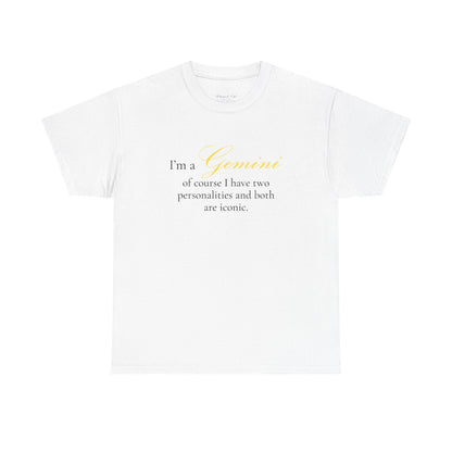 T-shirt oversize blanc Gémeaux, imprimé « I'm a Gemini, of course »