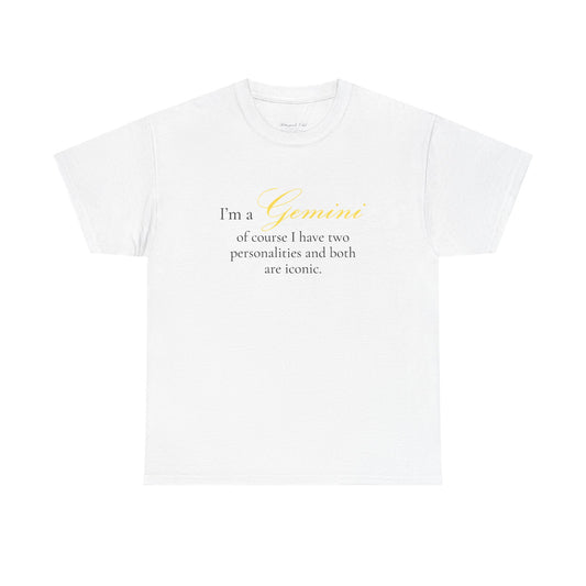 T-shirt oversize blanc Gémeaux, imprimé « I'm a Gemini, of course »