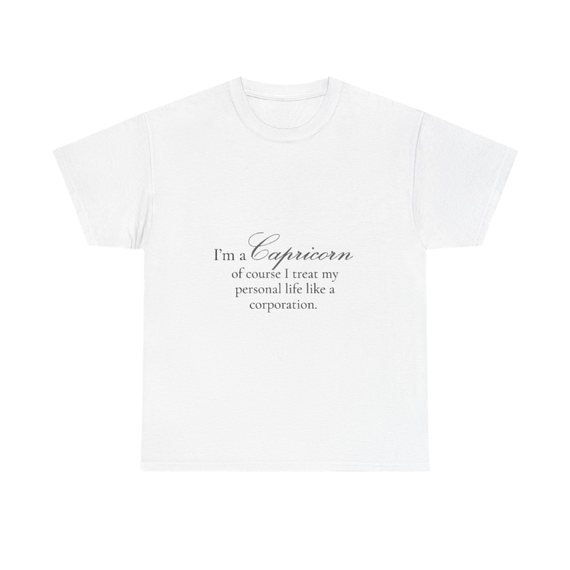 T-shirt oversize blanc Capricorne, imprimé « I'm a Capricorn, of course »