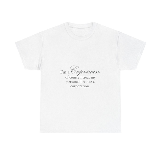 T-shirt oversize blanc Capricorne, imprimé « I'm a Capricorn, of course »